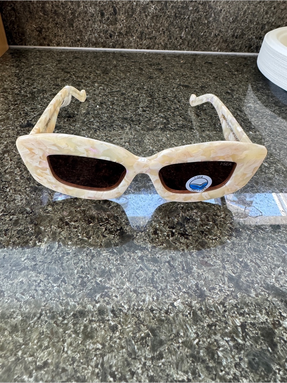 ISea x Anthropologie Airen Sun Embellished Marble Sunglasses